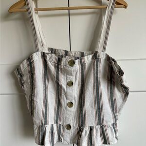 LOFT Beach Costal Linen Blend Tank